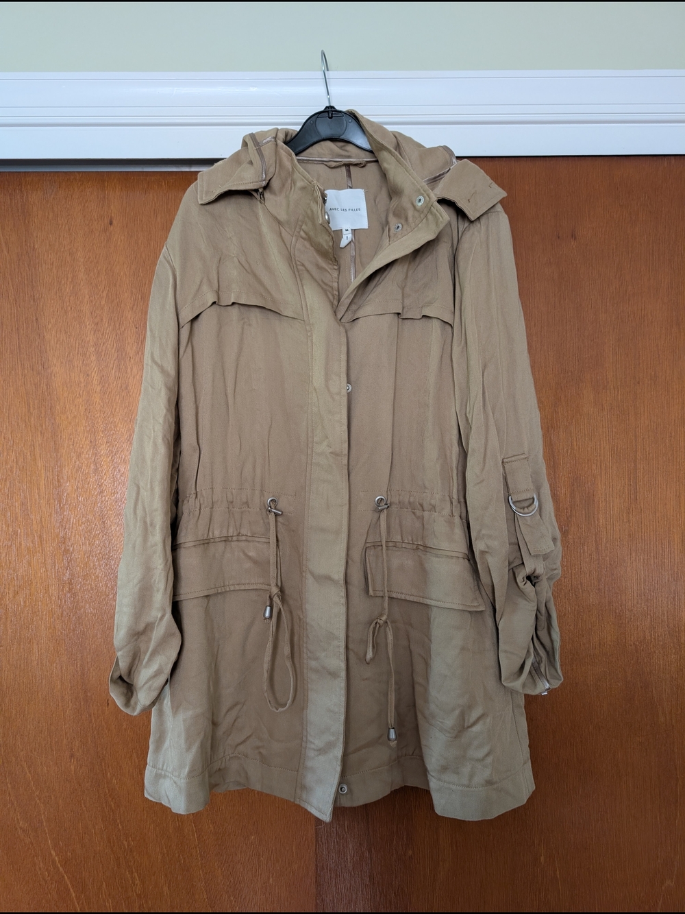 Avec Les Filles Tan Utility Anorak Jacket with Hood